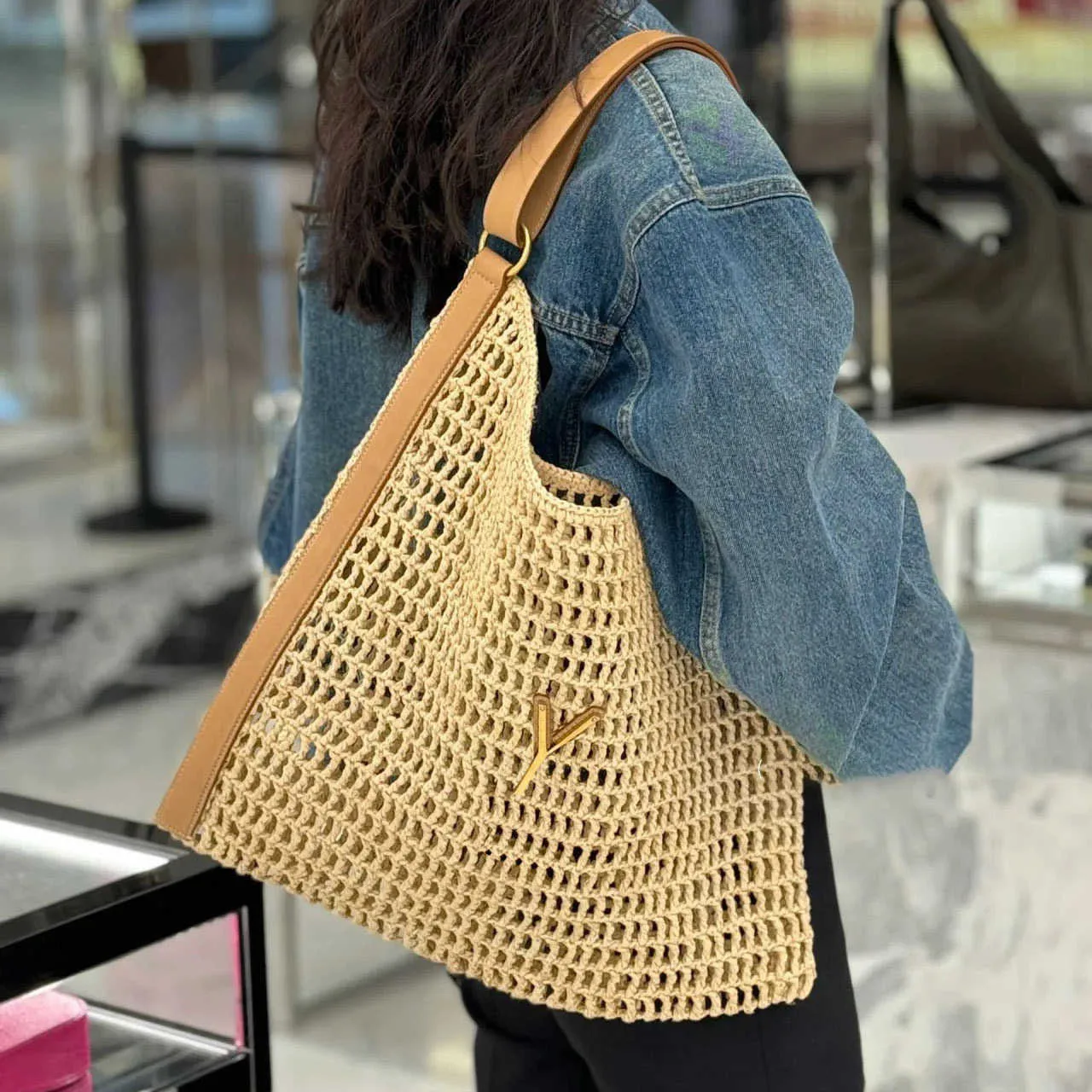 Paille hobo de créateur d'été Sac à bandoulière Hobos de sac à main