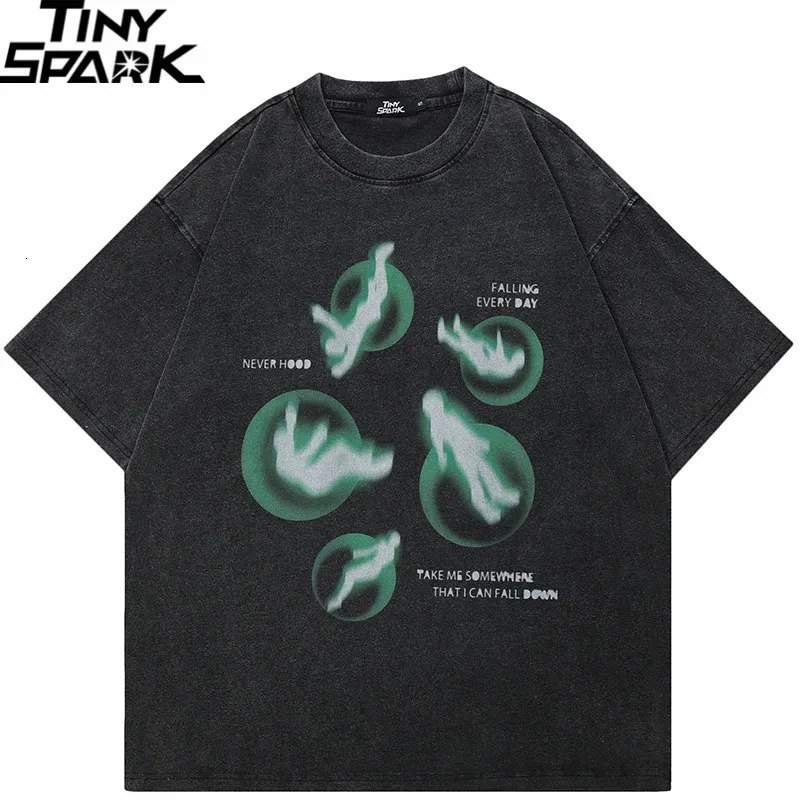 Hip Hop Streetwear Men T-shirt Zakres Green Green Graphic T Shirt Retro Vintage Black Tshirt Unisex Tops TEE CATTON 240318