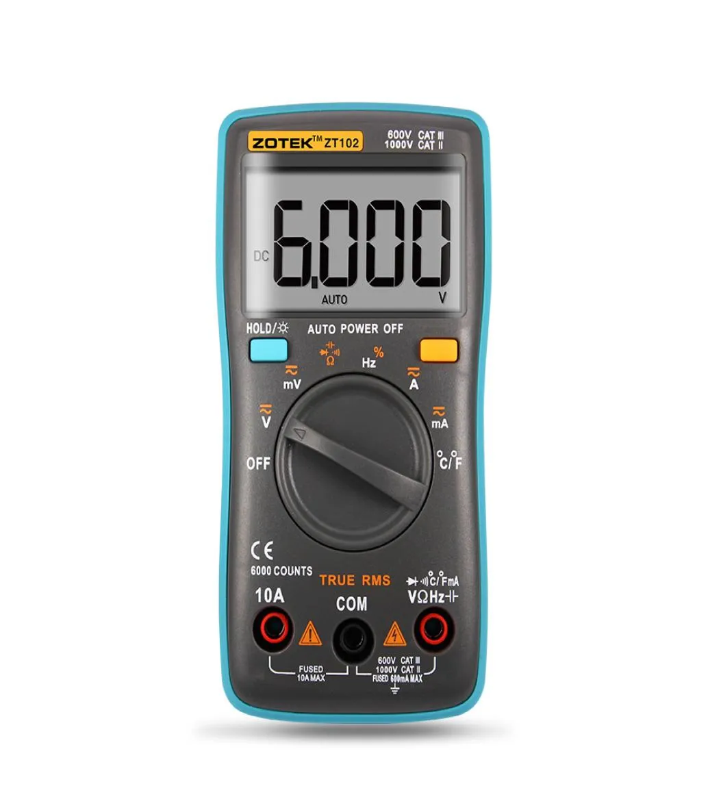 ZOTEK ZT102 ZT102A Digitale multimeter 6000 tellingen Achtergrondverlichting ACDC Ampèremeter Voltmeter Ohm Frequentie Diodetemperatuur2514023