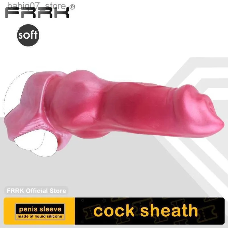 Altri articoli per massaggi FRRK Soft Fantasy Dog Knot False Pene Cock Set Silicone Red Dragon Guaina per pene Dick Espansore Giocattolo del sesso maschile Q240329