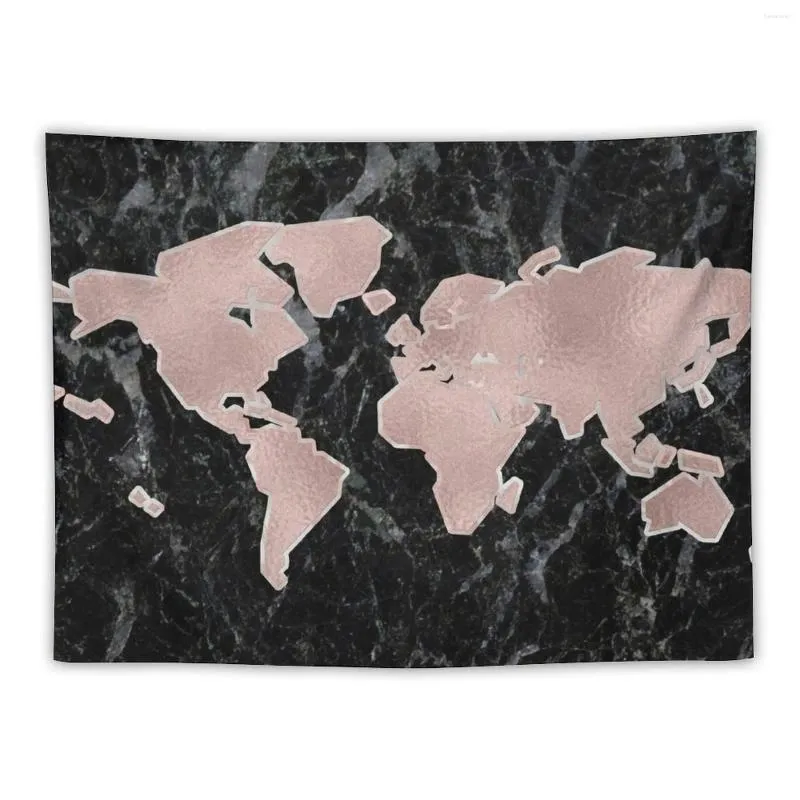 Tapestries Wanderlust Marble - Rose Gold And Striking Black Tapestry Wall Coverings Bedroom Decor Aesthetic