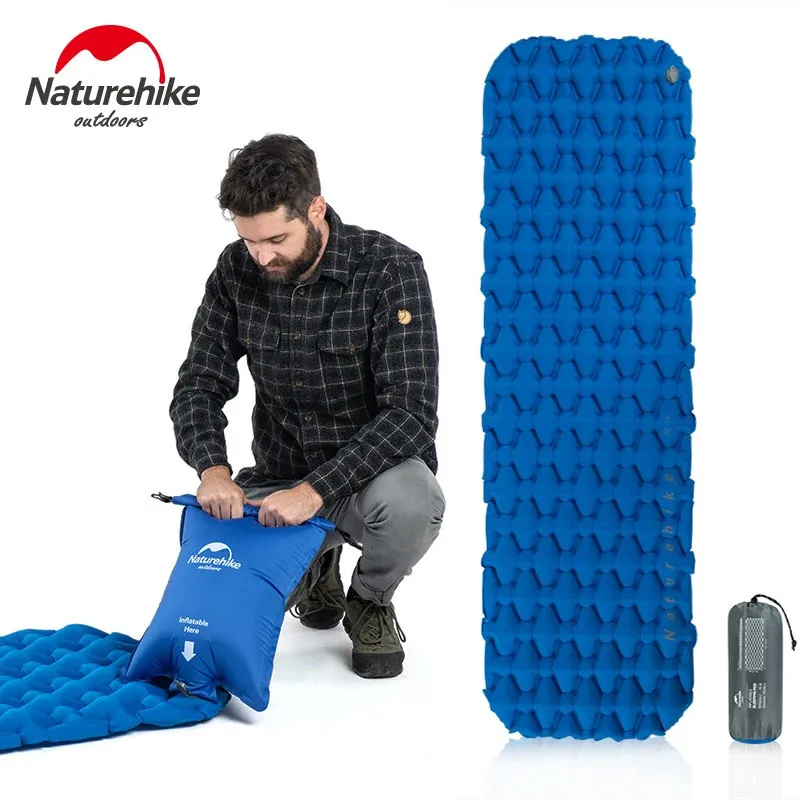 Inflatable Mattress Air Camping Mat Ultralight Sleeping Bed Nylon Pad 240306