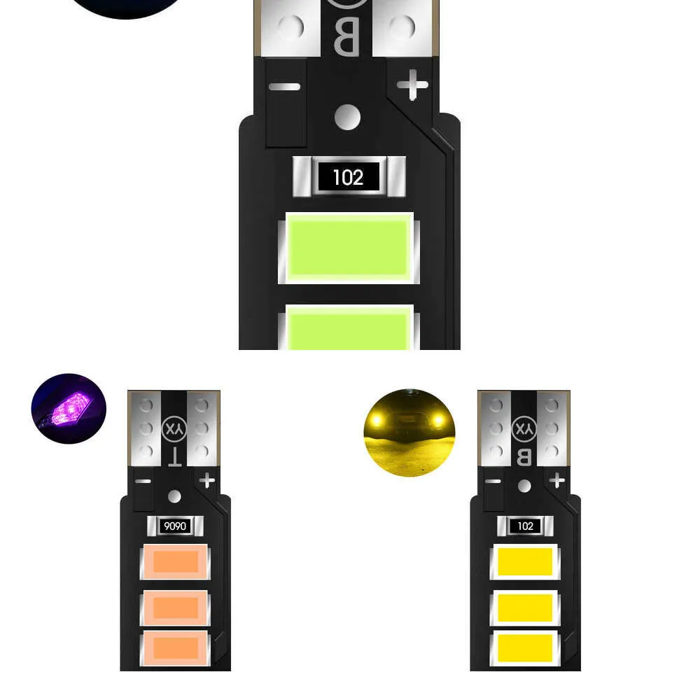 Uppgradera T10 W5W bil LED -signalbelysningar 6 LED -lampbil Interiör Läsning Ljus Vattentät instrumentpanelskyltar Ljus 12V/24V