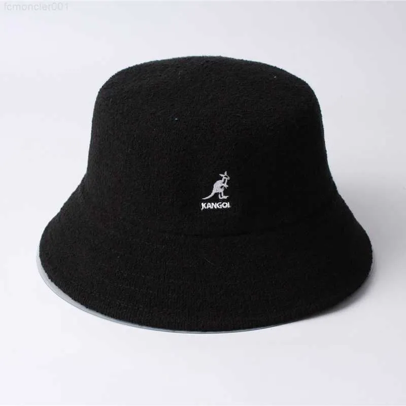 Kangol Bucket Hat Женские Большие Ведра Корейский Рыбак Мужская Мода Повседневная Коллекция Плоские Купола Шапочки От Солнца Шляпы Разных Размеров Черный Лето 86N3