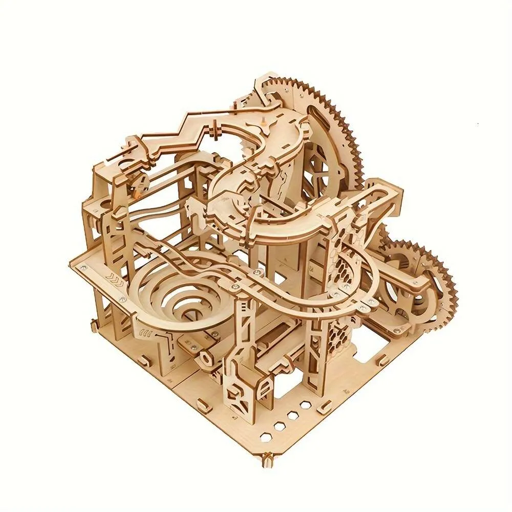 Puzzle 3D in legno per adulti, puzzle tridimensionale 3D creativo con modello meccanico guidato a mano ad alta difficoltà, palla da pista in legno giocattolo assemblata a mano.