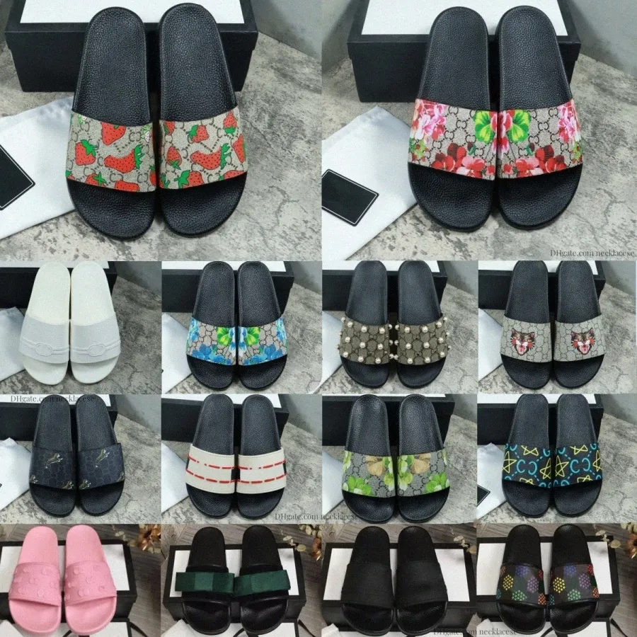 Designers Floral Slippers Rubber Slides Strawberry Sandals Platform Slipper Bee Flats Tigers Flowers Blooms Summer Home Beach Striped nJWq#