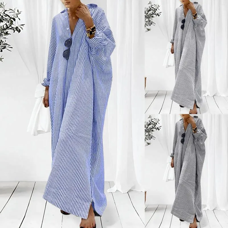 Save Big on Bulk Striped Shirt Maxi Dress Long Sleeve Striped Maxi Shirt  Dress Women's Cotton Casual Summer Dress For Commuting Everyday Wear  Best