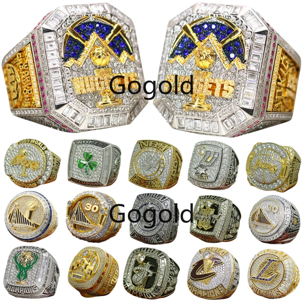 Championnat du monde de basket-ball de luxe Bague Set Designer 14K Gold Nuggets JOKIC Champions Anneaux pour hommes femmes diamant sport bijoux