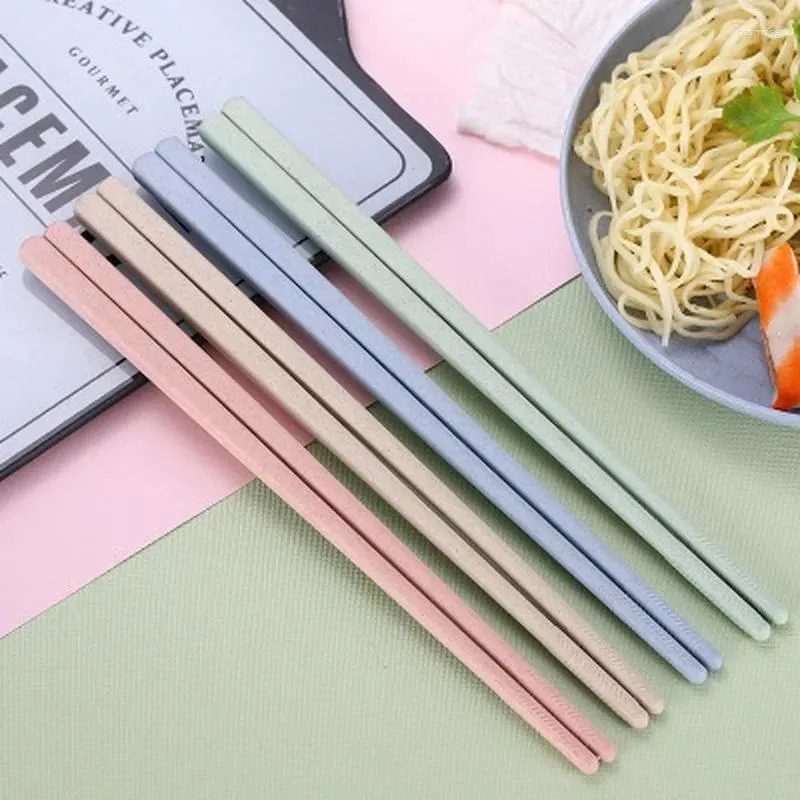 Chopsticks Travel Chop Stick Reusable Sticks For Sushi Tableware Chinese Gift 1 Pair Wheat Straw Non-Slip Portable