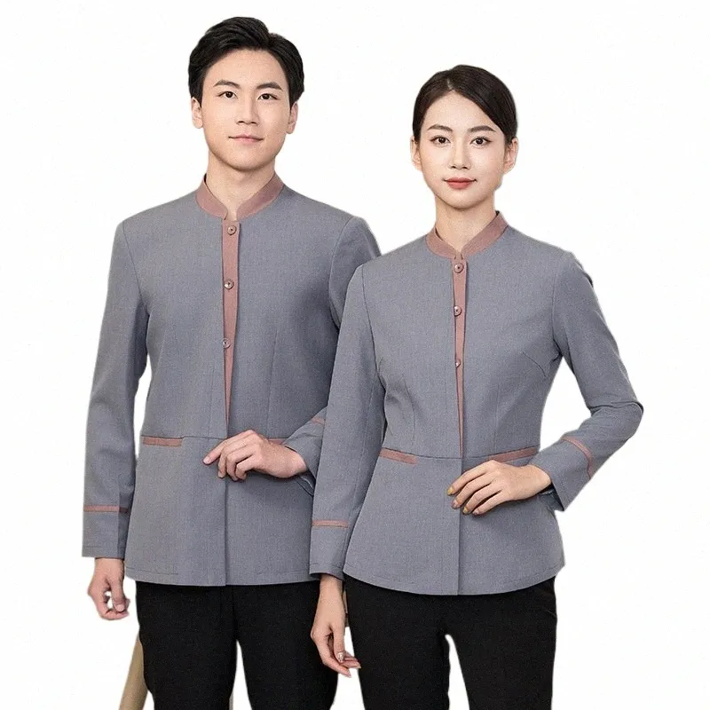 autumn New Housekee Property Cleaning Service Uniform Lg Sleeve Hotel Guest Room Hospital Cleaning Aunt Work Clothes A1kP#