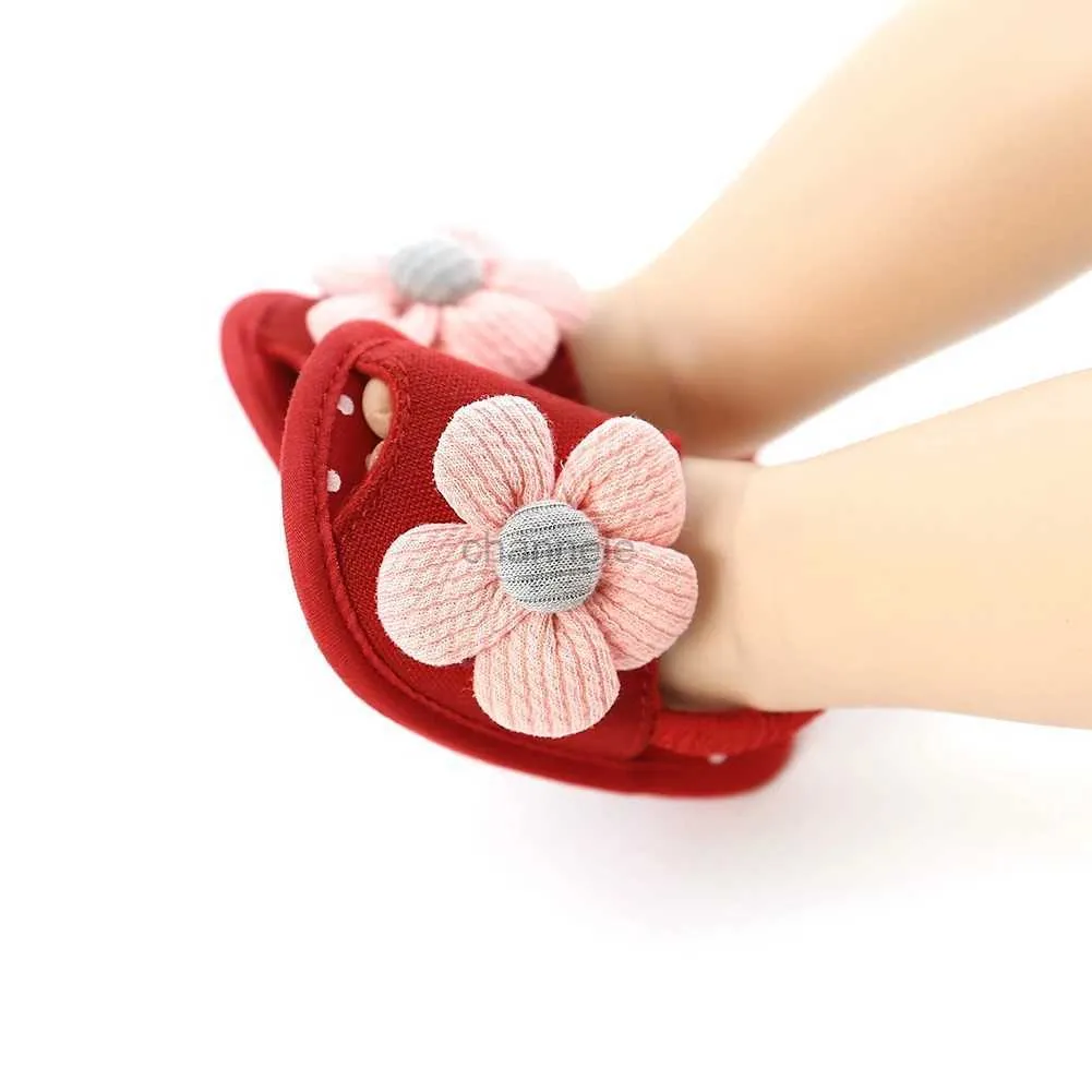 Sandals Baby Girls Sandals with Flower Soft Sole Infant Newborn Summer Crib Shoe Toddler First Walker Sweet Cute Princess Dress Shoes 240329