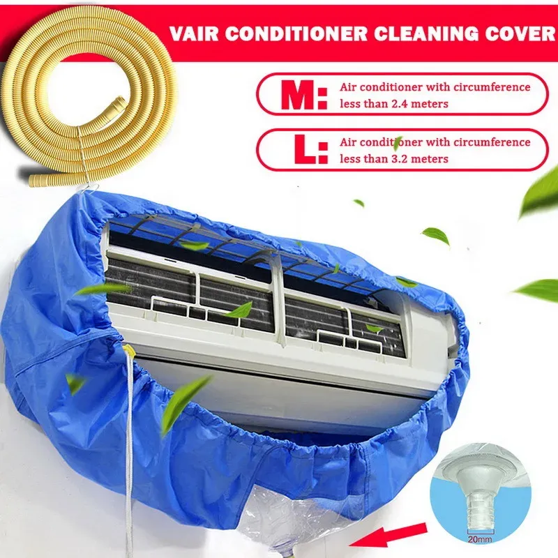 Brushes Large 2.4/3.2m Air Conditioner Cleaning Cover Double Layer Thickening Wash Mounted Protective Dust Cleaner Bag Tightening Belt