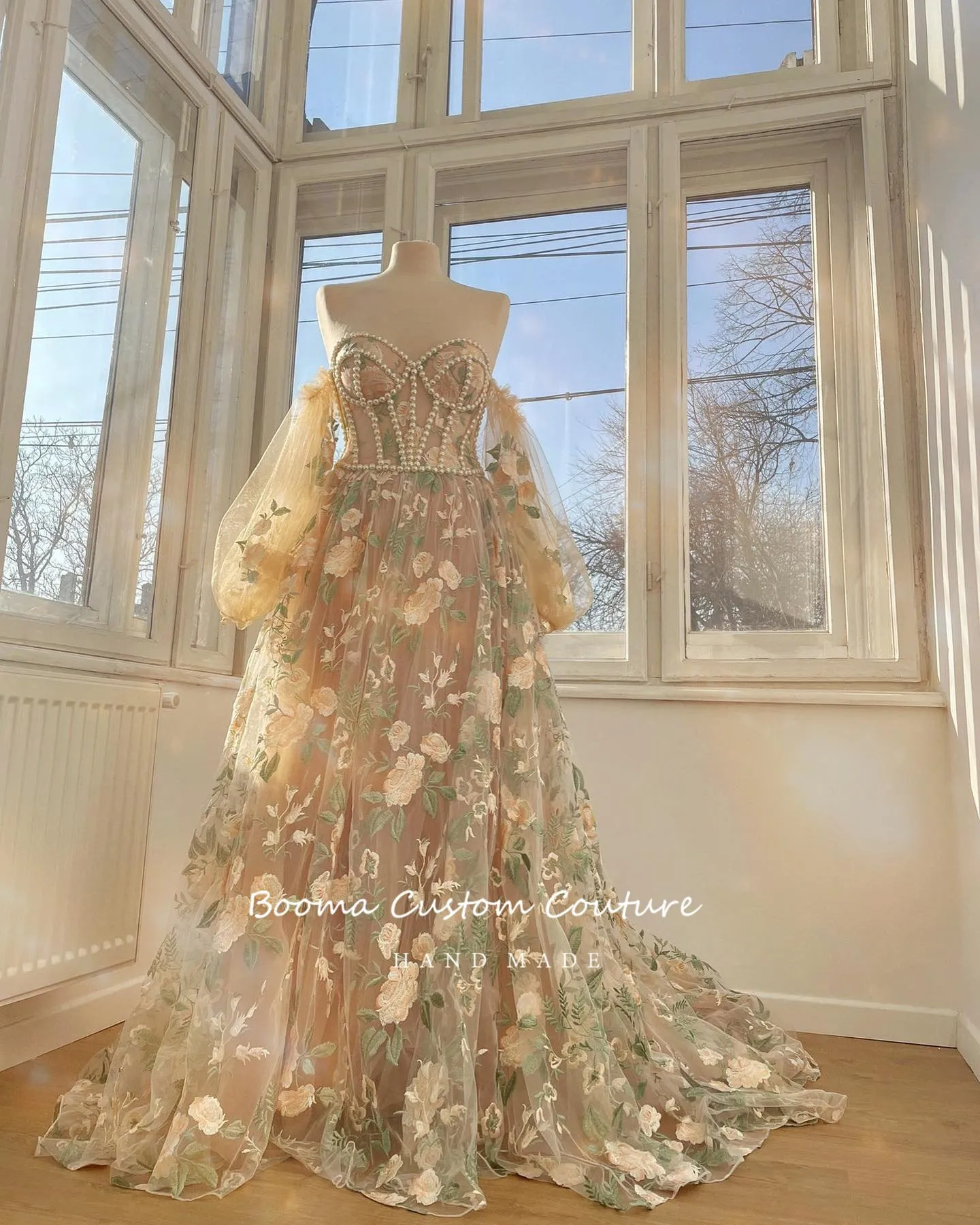 Elegant Beige Lace Prom Dress - A-Line, Sweetheart Neckline