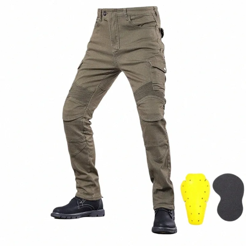 Tactical Cargo Pants Mens Motorcycle Riding Jeans with Knee Pads