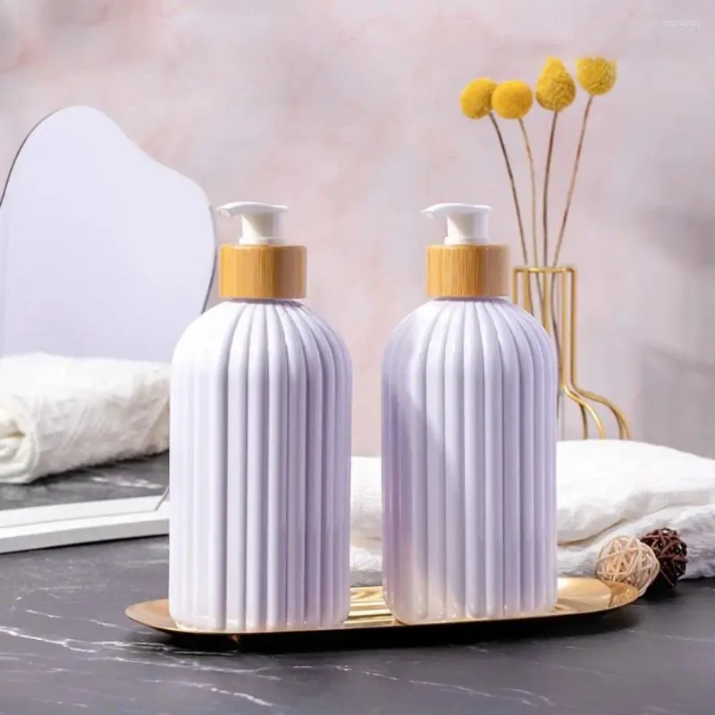 Storage Bottles With Bamboo Pump Soap Dispenser Empty Refillable Jar High-Capacity Strip Bathroom Tool Shampoo