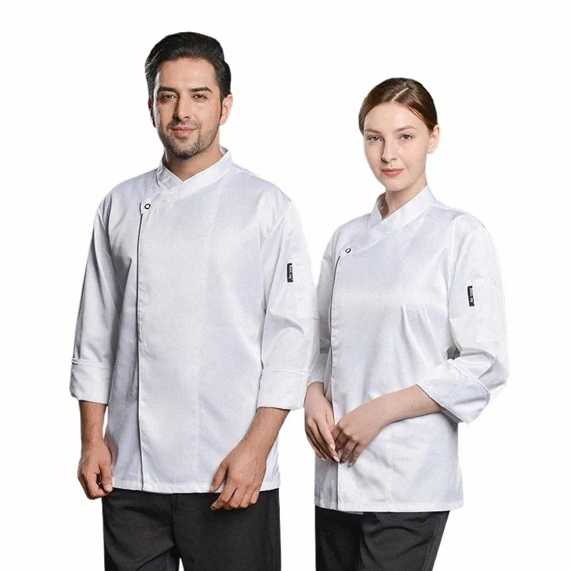 Jaqueta de chef para homens branco de alta qualidade cozinha uniforme restaurante profissional cozinheiro camisa catering mulheres garçom macacão g4nu #