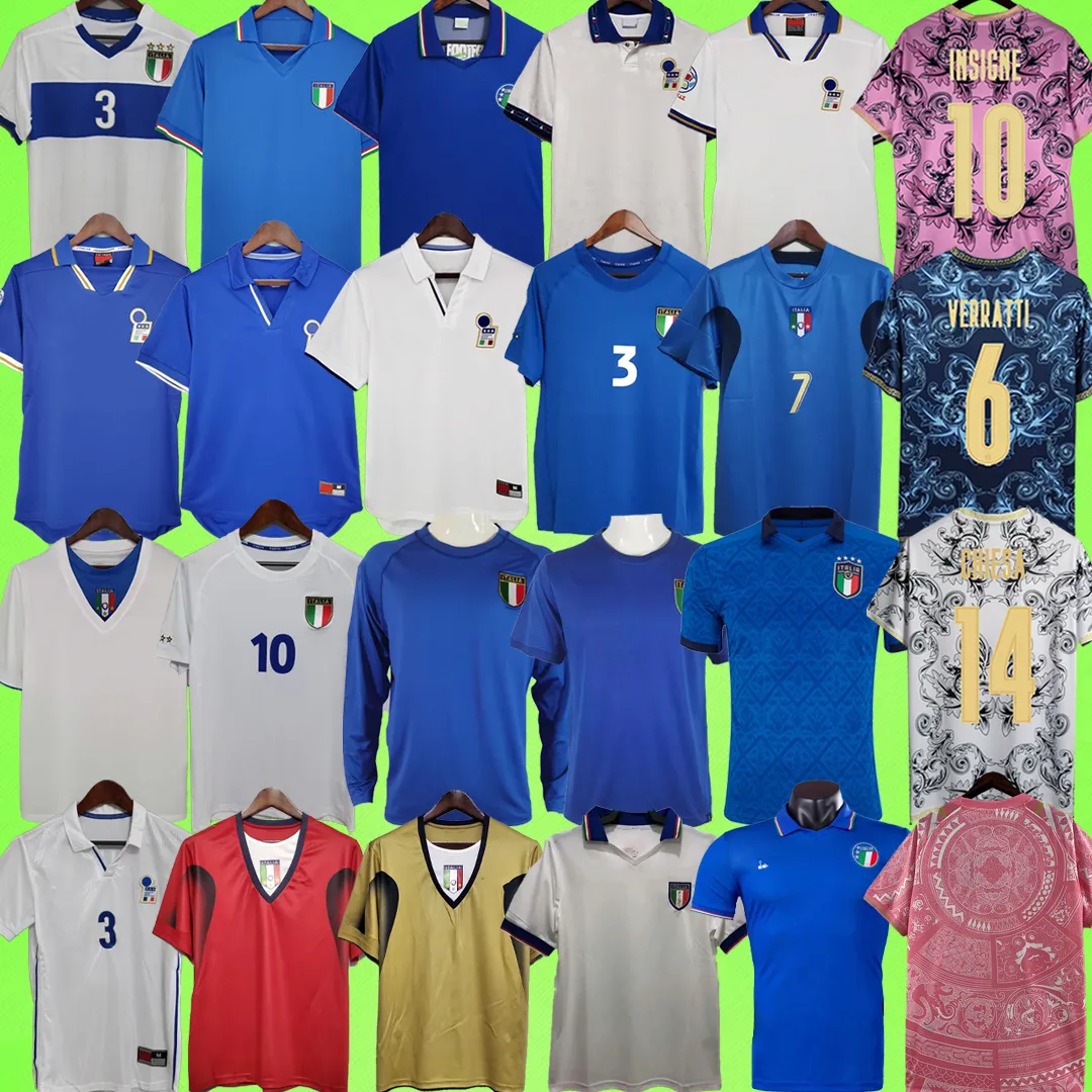 Retro Itália camisas de futebol TOTTI R.BAGGIO 1982 1986 1988 1990 1994 1996 1998 2000 2002 2004 2006 2012 camisa de futebol italia uniforme Goleiro BUFFON MALDINI DEL PIERO