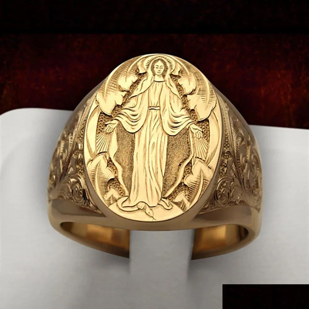 Band Rings Christian 2021 Fashion Virgin Mary Relius Ring For Men Women Boutique Jewelry US Storlek 6-13 Drop Delivery DHZW2