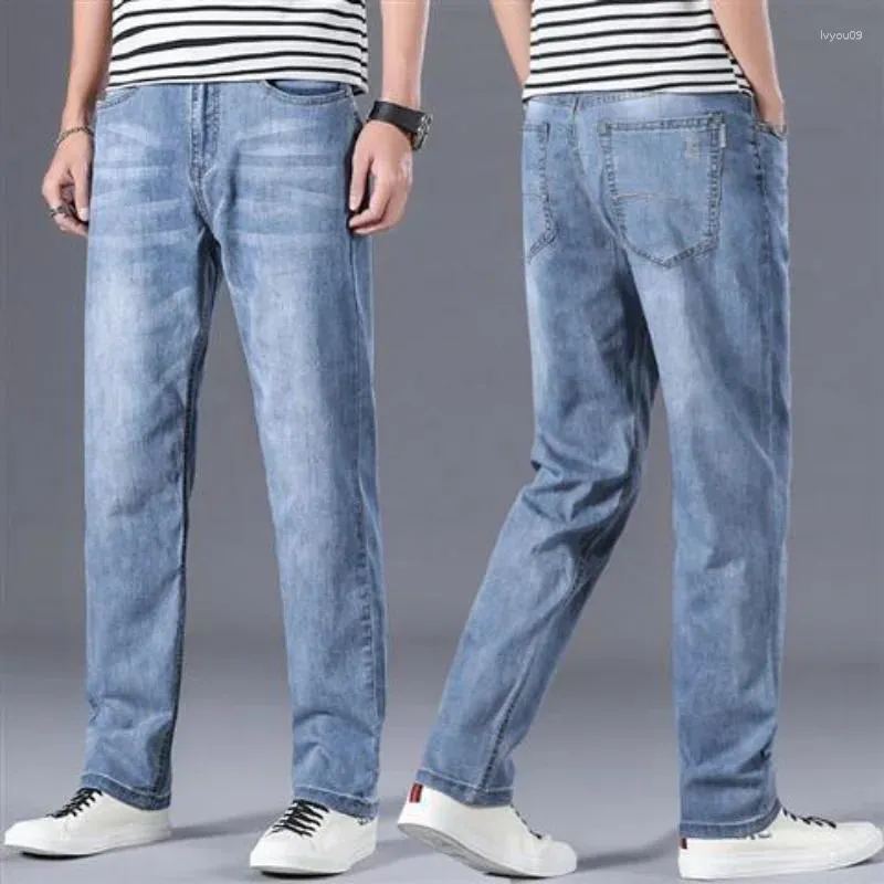 Jeans da uomo Pantaloni da cowboy maschili Pantaloni dritti con tasche da uomo Azzurro originale Y2k Streetwear lavato Kpop Elegante Taglie forti