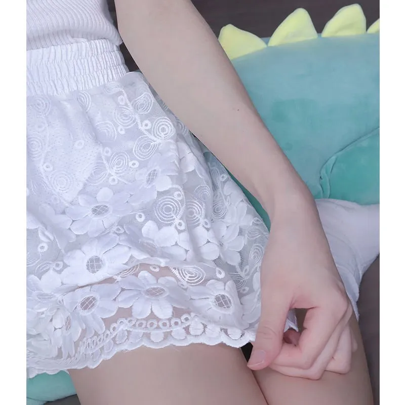 Japanese Kawaii JK Pumpkin skirt shorts with Anti-Light Lace and  