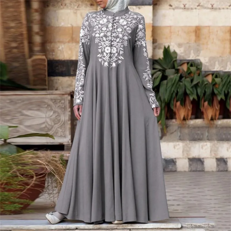 Abaya maxi dress - Ethnic Embroidered Long Sleeve Islamic Robe for Women Abaya maxi dress - Ethnic Embroidered Long Sleeve Islamic Robe for Women