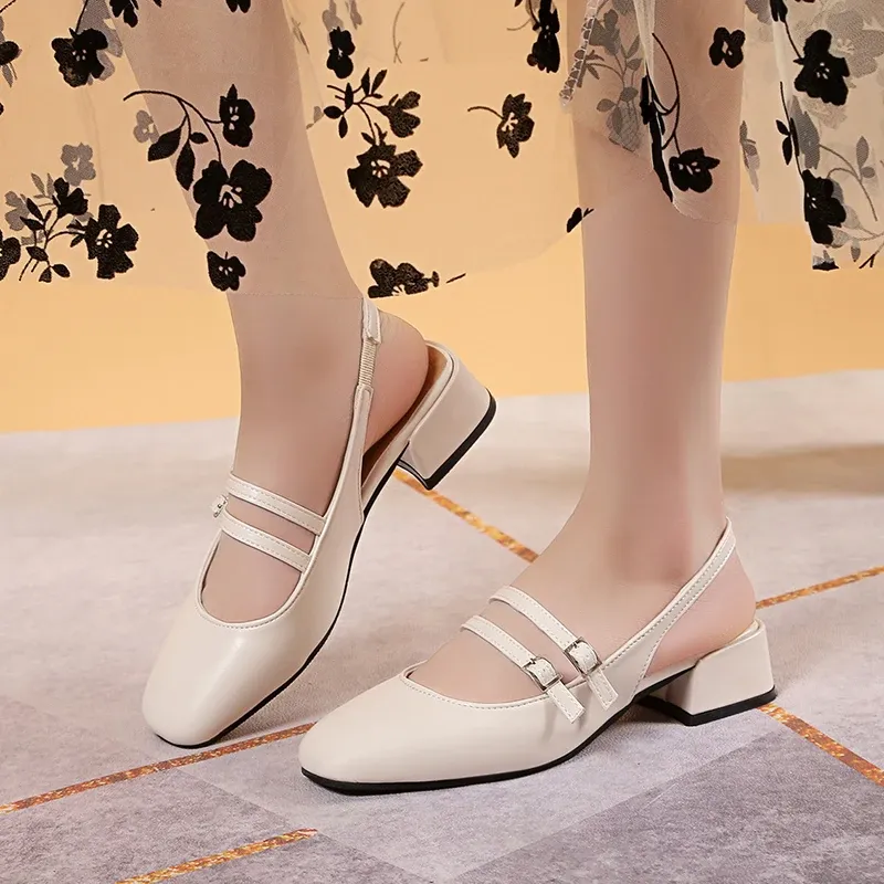 Ayakkabı bayanlar ayakkabı 2023 yeni Mary Janes kadın yüksek topuklu yaz slipon moda ofis ve kariyer ayakkabıları topuklar kadınlar zapatos de mujer