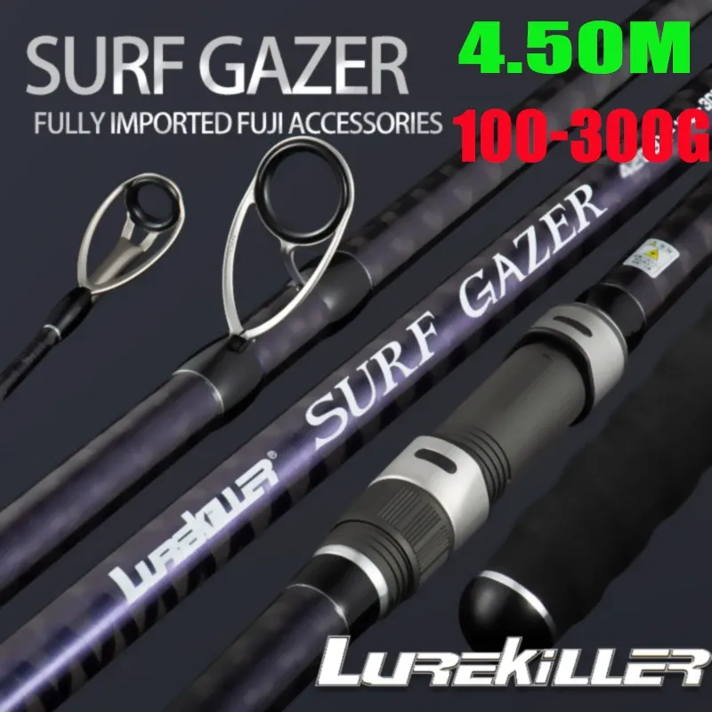 Cannes Lurekiller 2023 nouvelles pièces Fuji Surf Gazer 4.50M spirale X haute teneur en carbone longue canne de Surf tige de Surfcasting 3 Sections 100300G BX450