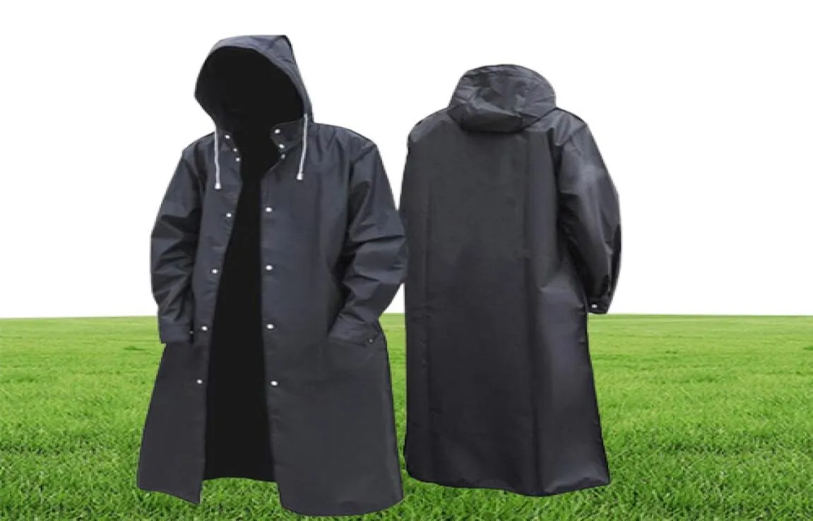 Adulto longo impermeável casaco de chuva feminino women039s men039s capa de chuva impermeável masculino eva preto engrossar casaco de chuva com capuz5901431