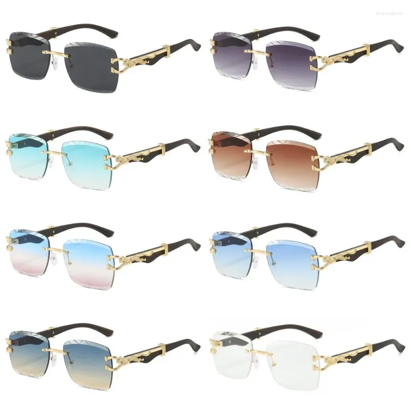 Sonnenbrille Vintage Randlose Quadratische Frauen Männer Mode Farbverlauf Leopard Sonnenbrille Outdoor Reise Fahren Shades Uv400 Brille