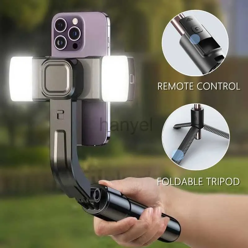 Selfie Monopods 1-Axis Gimbal Stabilizer Selfie Stick Phone Holder com obturador remoto sem fio e tripé dobrável para iPhone Android Mobile 24329