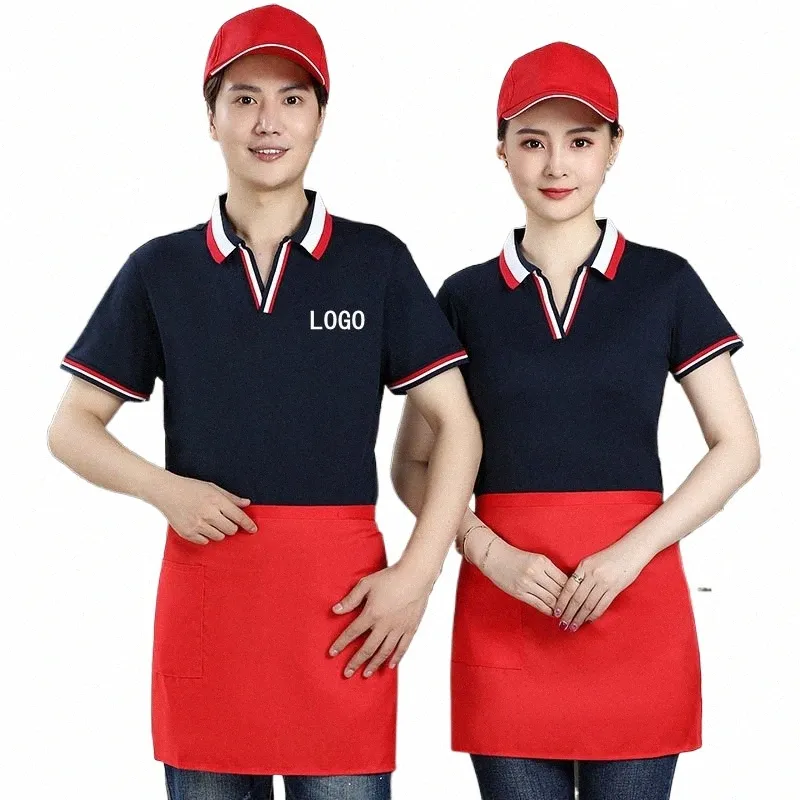 Restauration Serveur Workwear Hommes et femmes à manches courtes Fast Food Restaurant Hot Pot Restaurant T-shirt Barbecue Restaurant Somme s9jk #