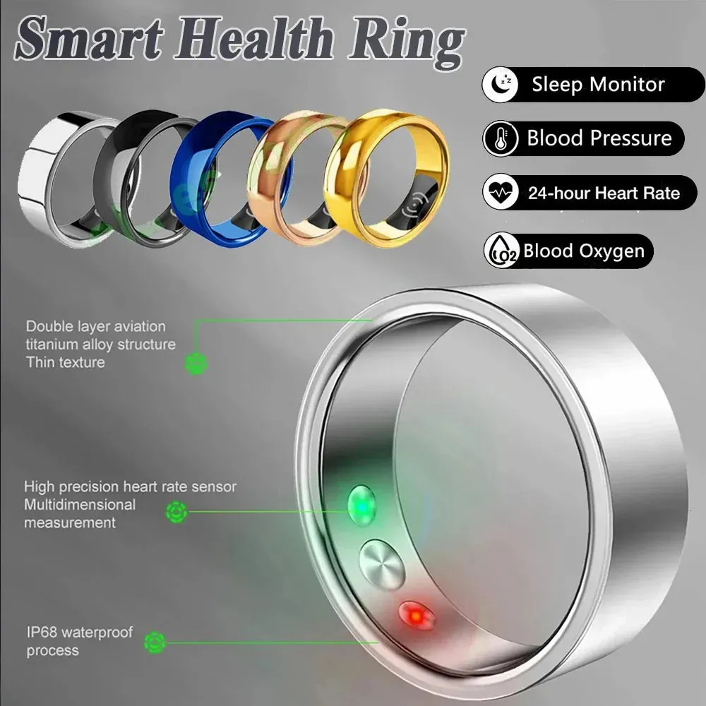 Смарт-кольцо, фитнес-трекер, пульсометр, монитор сна, кислорода в крови, кровяное давление, кольцо на палец для IOS Android, женщин и мужчин 240314