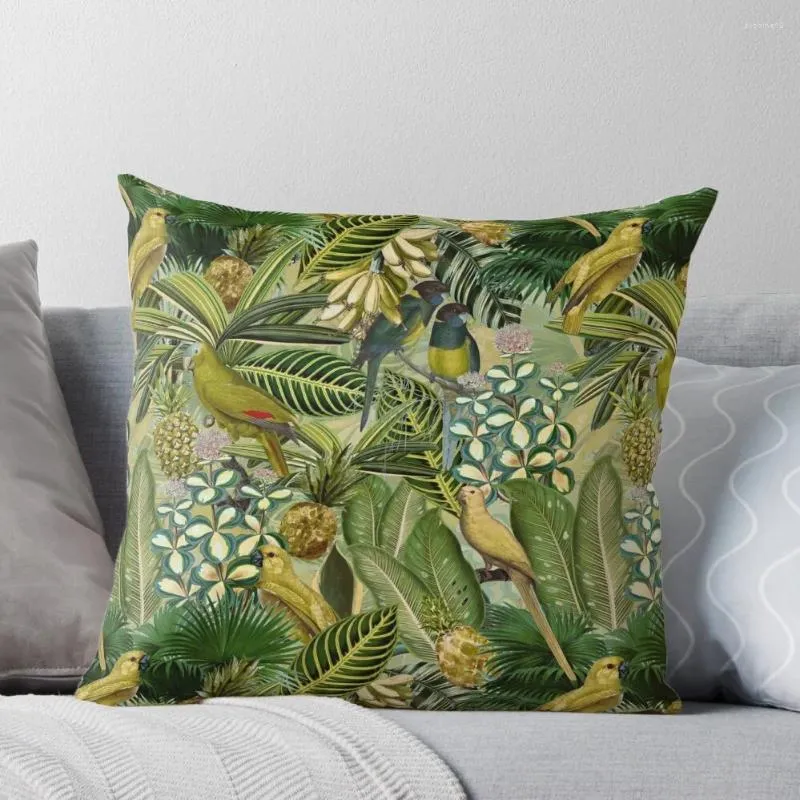 Oreiller Vintage vert oiseau Tropical Jungle botanique nuit jardin jeter noël S couvertures décorations 2024