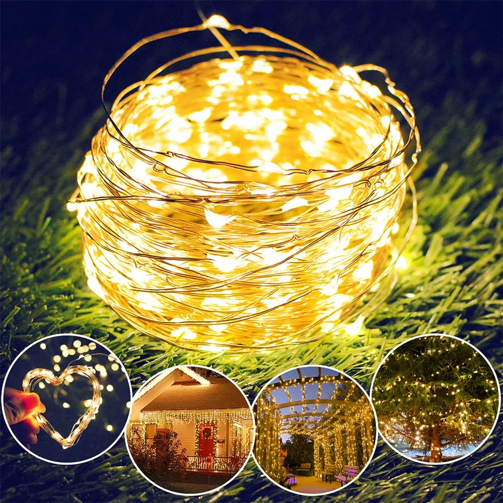 LED USB Fairy Lights Copper Wire String Lights Garland Night Lamp Home Room Indoor Bedroom Wedding Holiday Christmas Decoration