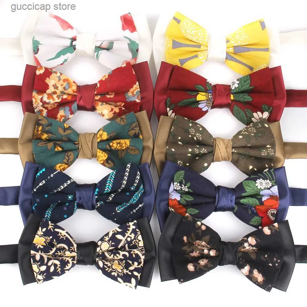 Bow Ties New Men Bowtie Casual Floral Bow Tie för män Kvinnor Knut Vuxen Bröllop Bogband Cravats Party Suits Bow Ties Y240329