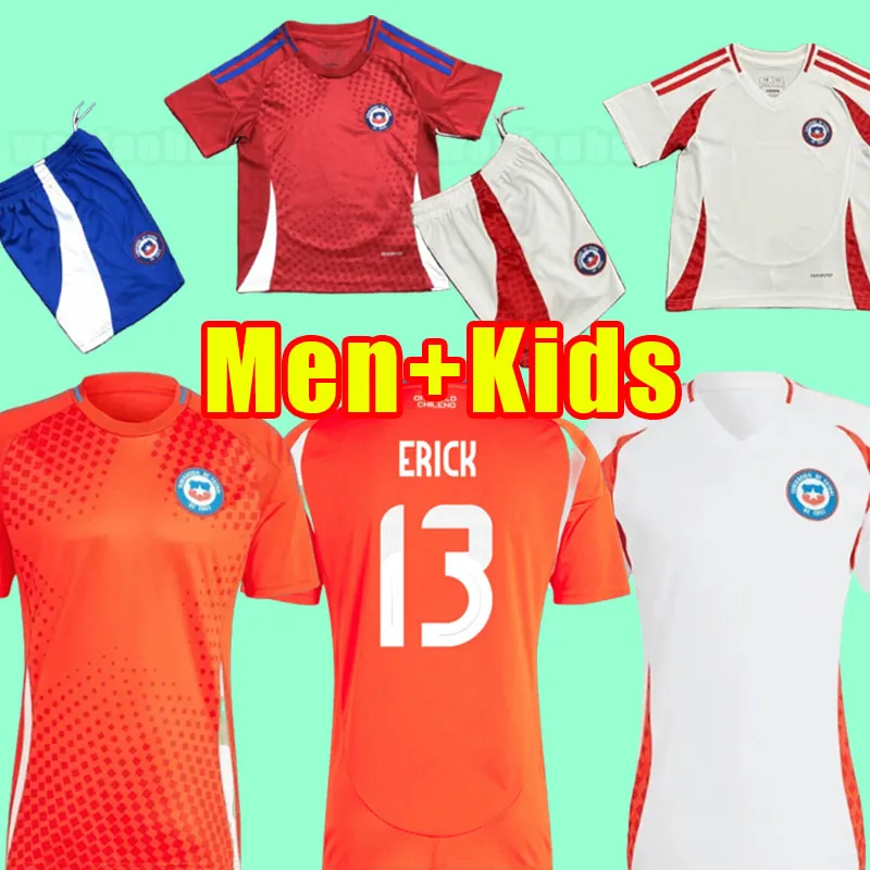 24 25 Chili Soccer Jerseys Chilien 2024 2025 Version du joueur des fans Vidal Alexis Sanchez Felipe MEDEL Erick E.VARGAS Hommes Enfants Chemises de football