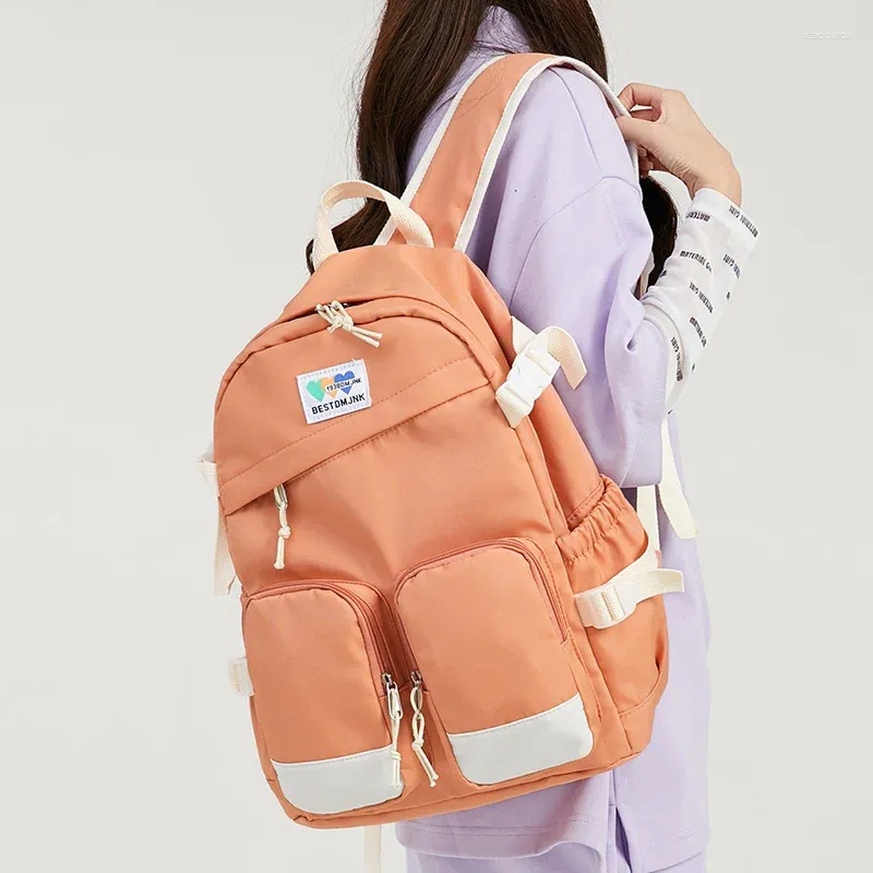 School Bags Female Travel Orange Book Bag Ladies Cute College Backpack Fashion Women Leisure Girl Laptop Teenager Trendy