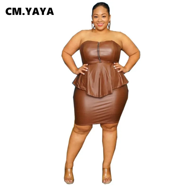 Plus Size Womens Two-Piece Set with Faux Leather Midi Skirt and Beaded  Geometric Batwing Sleeve Top from Dhgate Womens Plus Size T-Shirt - price  20.2