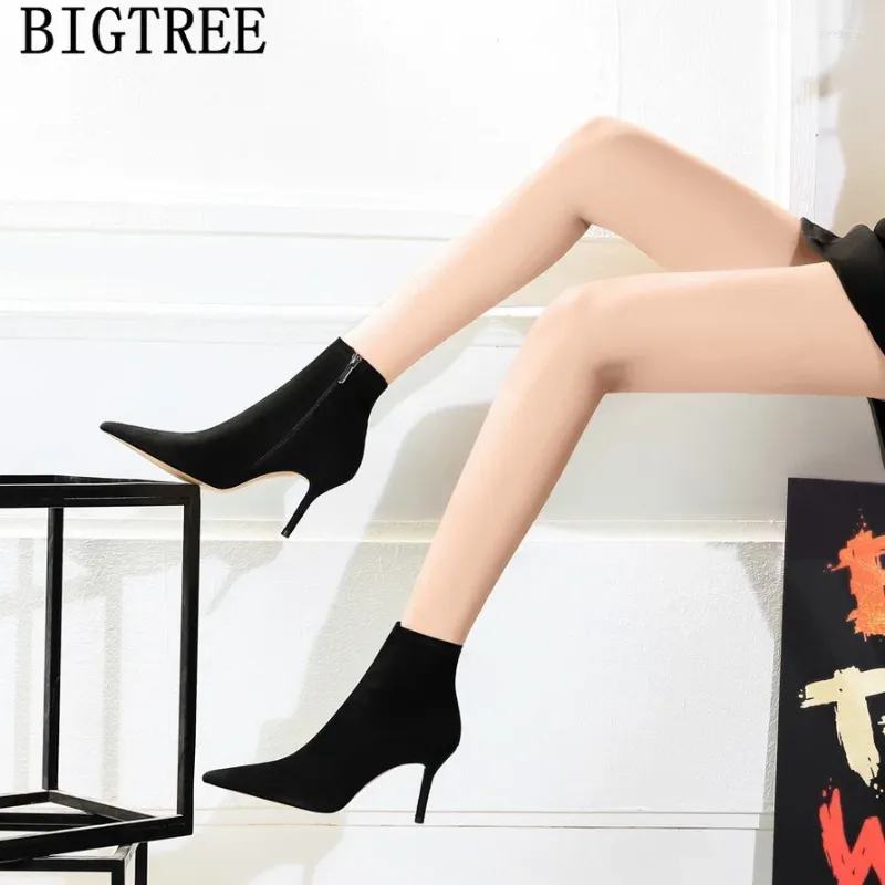 Botas Bigtree Ankle Marca Sapatos para Mulheres 2024 Saltos Bombas Moda Inverno Talons Hauts