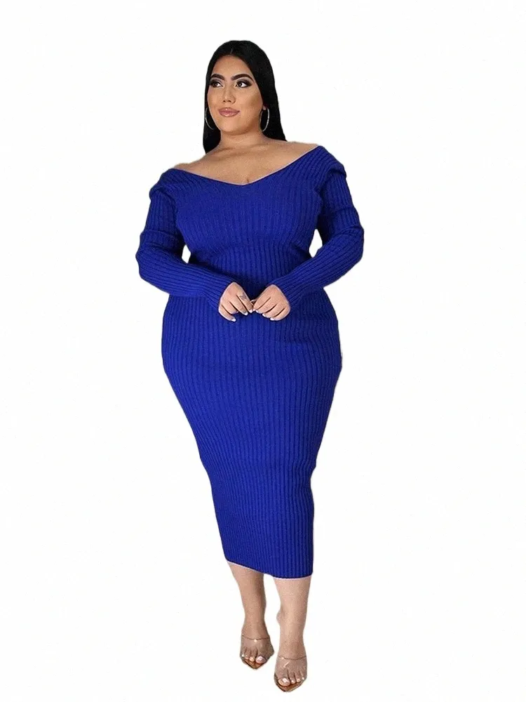 navy blue dress for baby girl Plus Size Long Sleeve Rib Midi Sweater Dress – White Mark