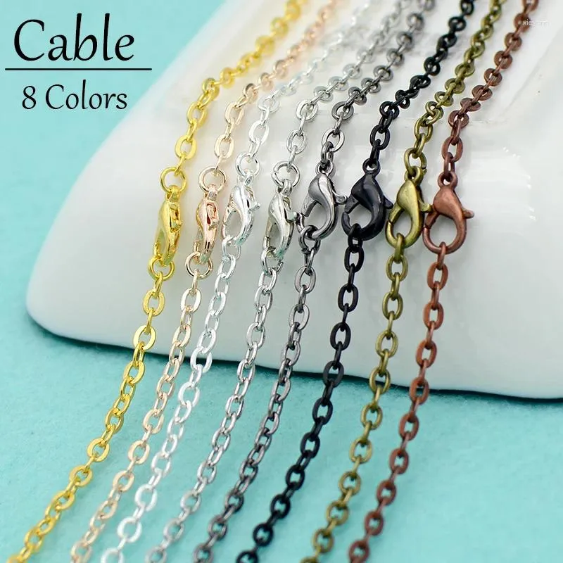 Łańcuchy 100 sztuk x hurtowy kabel naszyjnik dla kobiet mężczyzn Rolo łańcuch srebrny platowany brązowy miedziany złoty kolor czarny