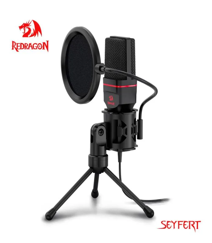 Redragon GM100 Seyfert Omni Condenser Microphone with Tripod Audio 35mm Computer Studio for PC Phone Karaoke Recording Phone9982029