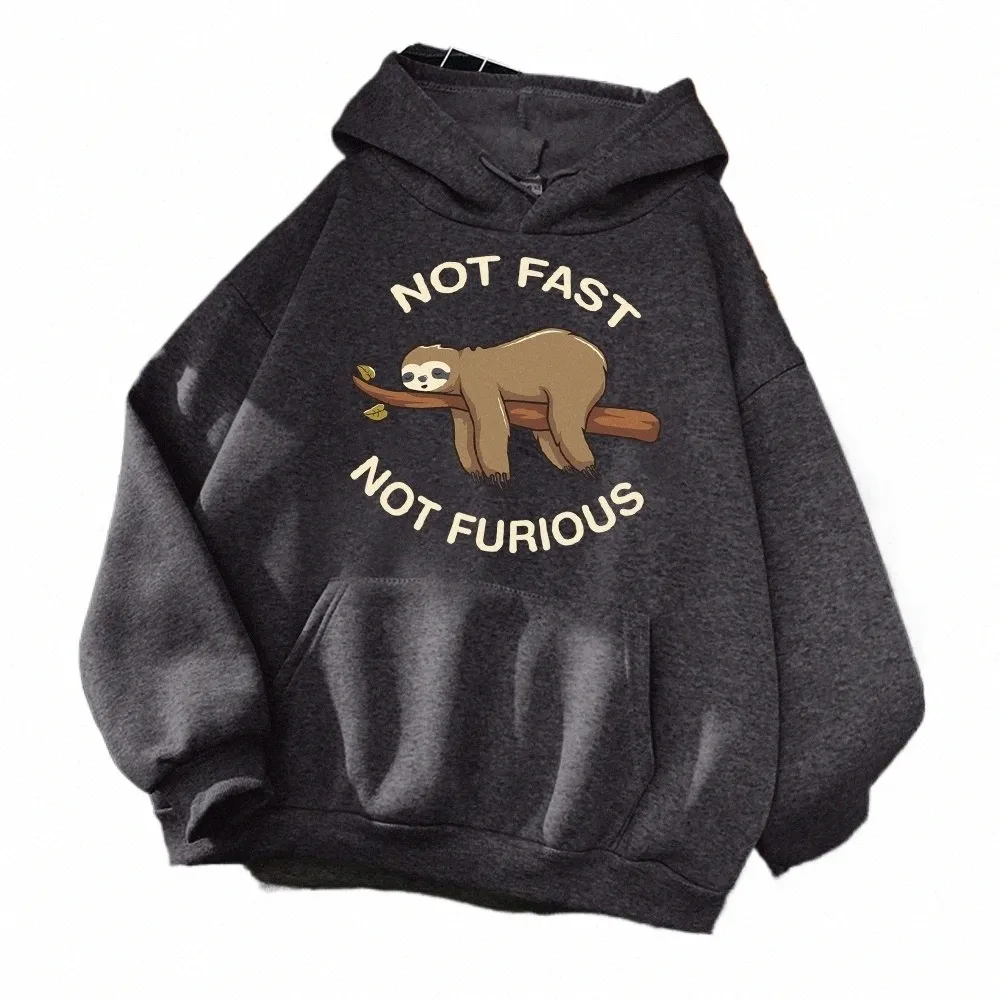 not Fast Not Furious Sloth Sleeps Hanging From Branches Hoodies Women Novelty Fi Hoody Loose Basic Hoodie Casual Warm Tops k8cd#