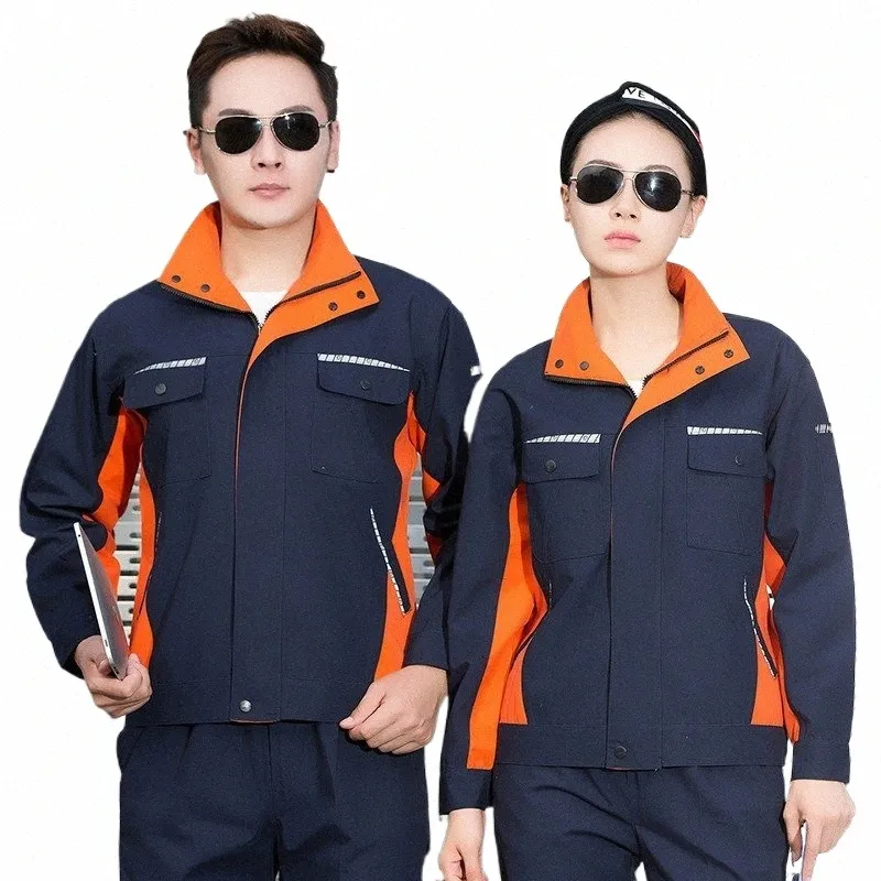 Vêtements de travail Hommes Durable Toile Auto Réparation Travail Combinaison Ctrast Couleur Fi Travailleur Uniforme Atelier Mécanique Costume 5xl 67i0 #