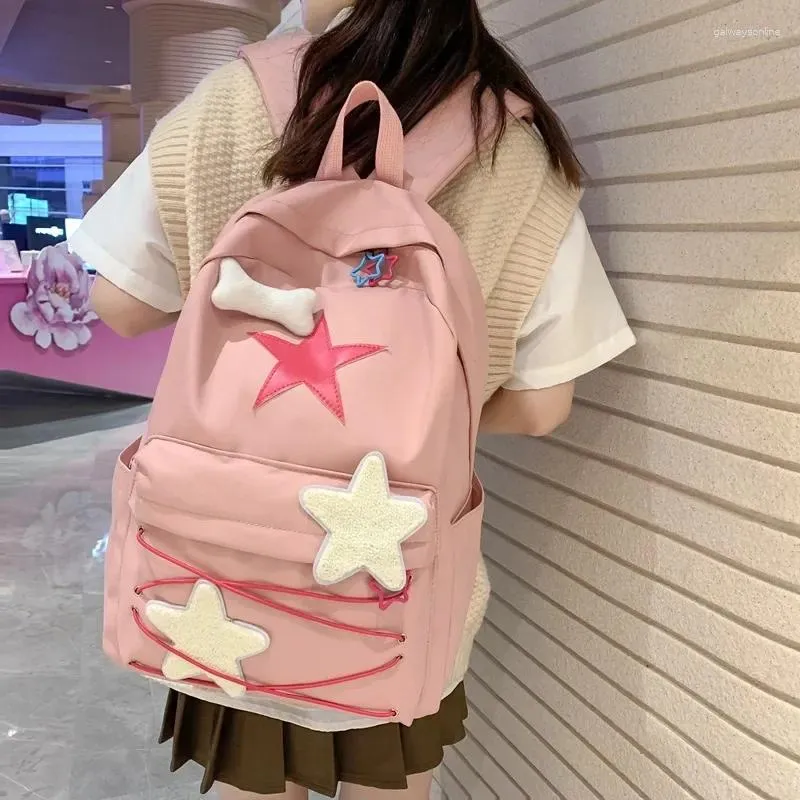 Sacs d'école coréen doux all-match étoiles sacs à dos femmes japonaises Streetwear Y2k esthétique cartables haute capacité Kawaii sac à dos étudiants