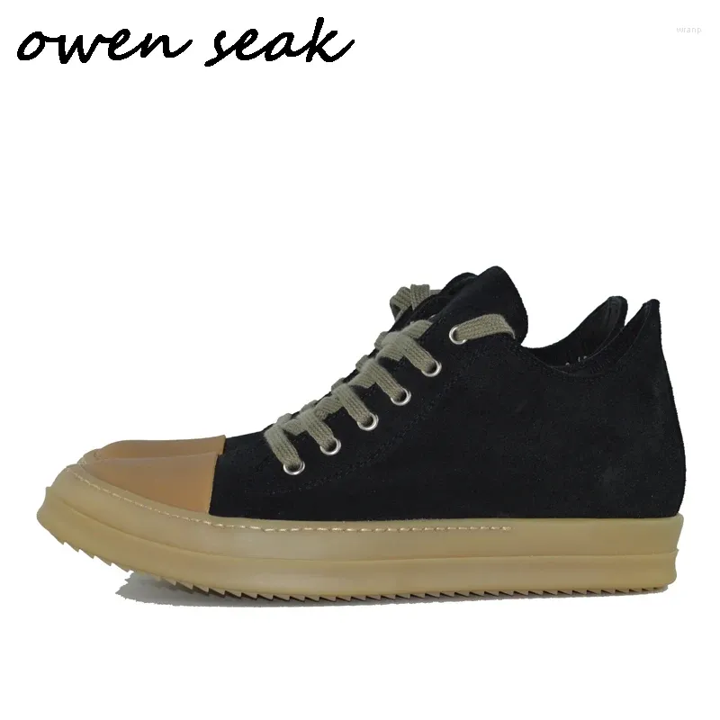 Chaussures décontractées Owen Seak Femmes Mocassins Baskets de luxe en cuir véritable à lacets Automne Appartements Noir Sneaker Grande taille