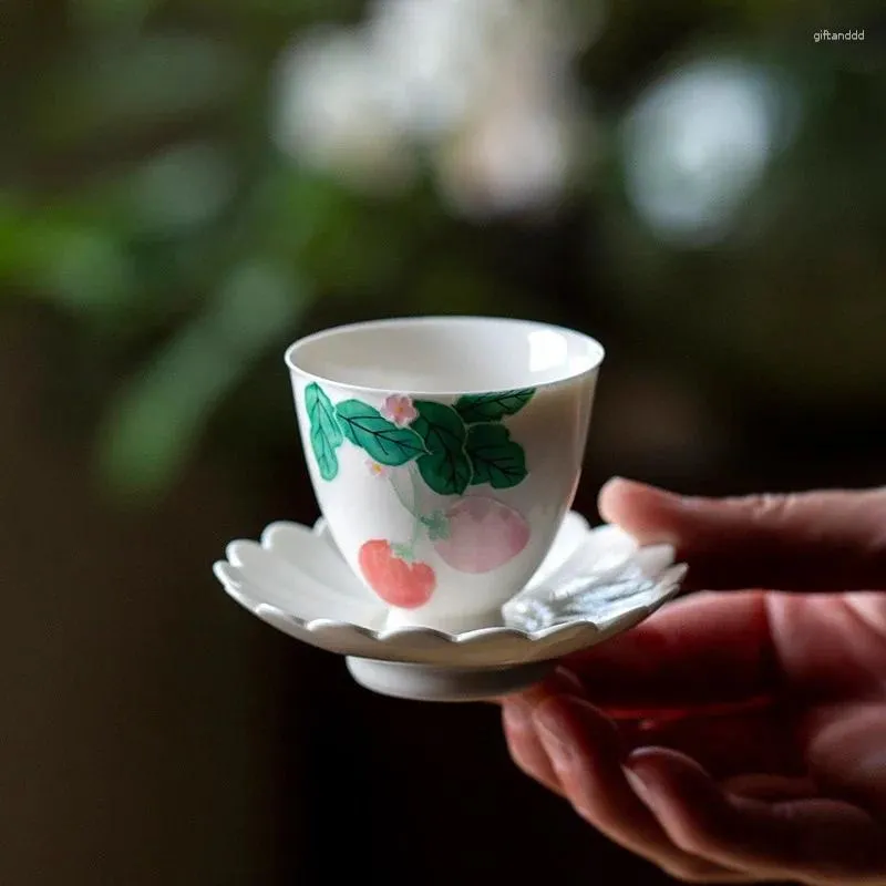 Herbata filiżanka 55 ml butikowy ręcznie malowany truskawkowy miska ceramiczna