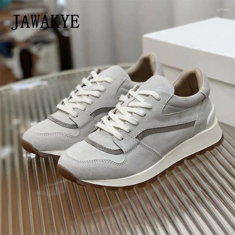 Casual Shoes Suede Leather Lace Up Flat Women Spring Brand Platform Sneakers Comfort Walk Single Zapatillas Mujer