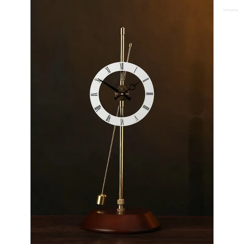 Horloges de table Laiton Invisible Power Air Clock Bois massif Silencieux Mécanique Vintage Montre de luxe Accessoires de décoration