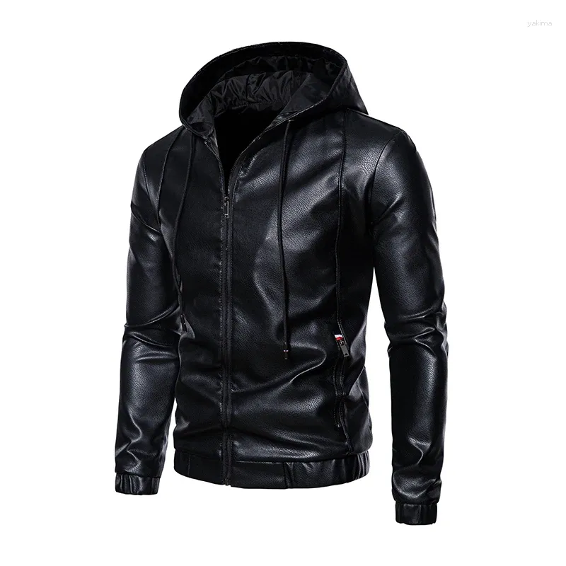 Mäns jackor Autumn Winter Mens Hooded Jackor Läder överrockkvalitet andas Bekväma klassiska Roupas Masculinas Solid Color